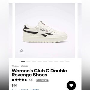 Reebok Women's Club C Double Sneakers - White and Black